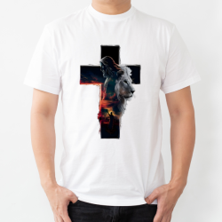 Camiseta Religiosa Cruz con León – Fe y Fuerza | custoneo